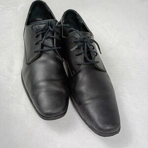 Calvin Klein Brodie Mens Black Textured Leather Oxford Dress Shoes 34F0589 10.5M